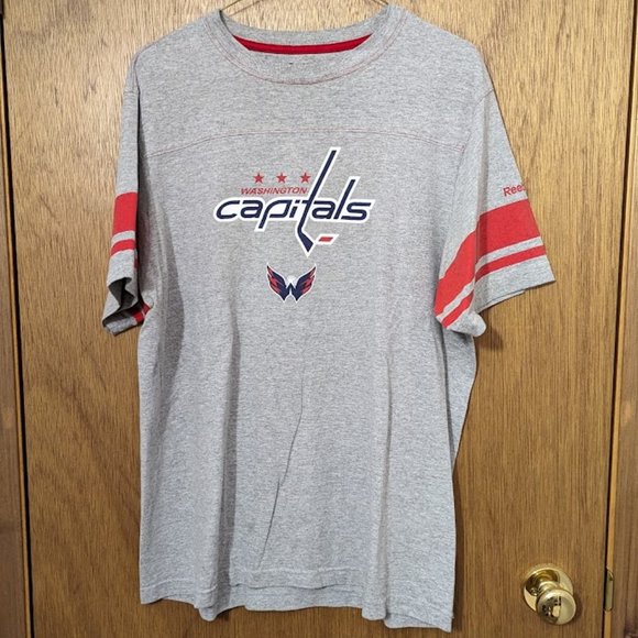 Washington Capitals Shirt Mens Large Reebok Red short Sleeve Hockey NHL - Picture 1 of 3